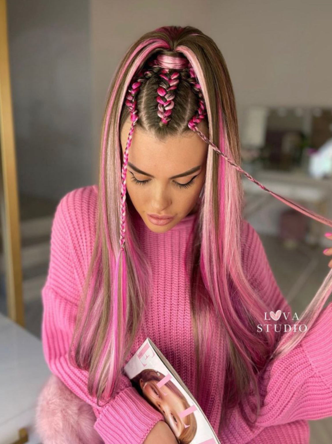 pastel braided hairstyle