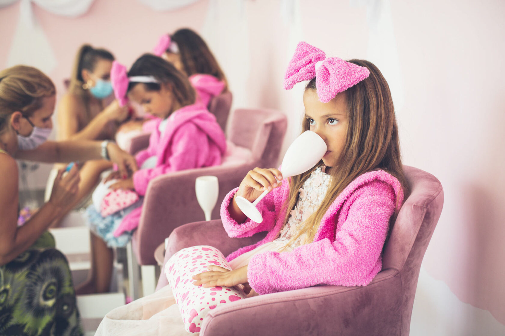 kids spa party pink aesthetic