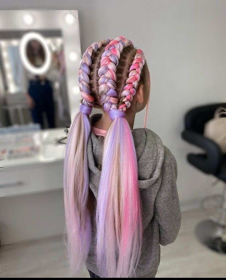 pastel braided hairstyle kids
