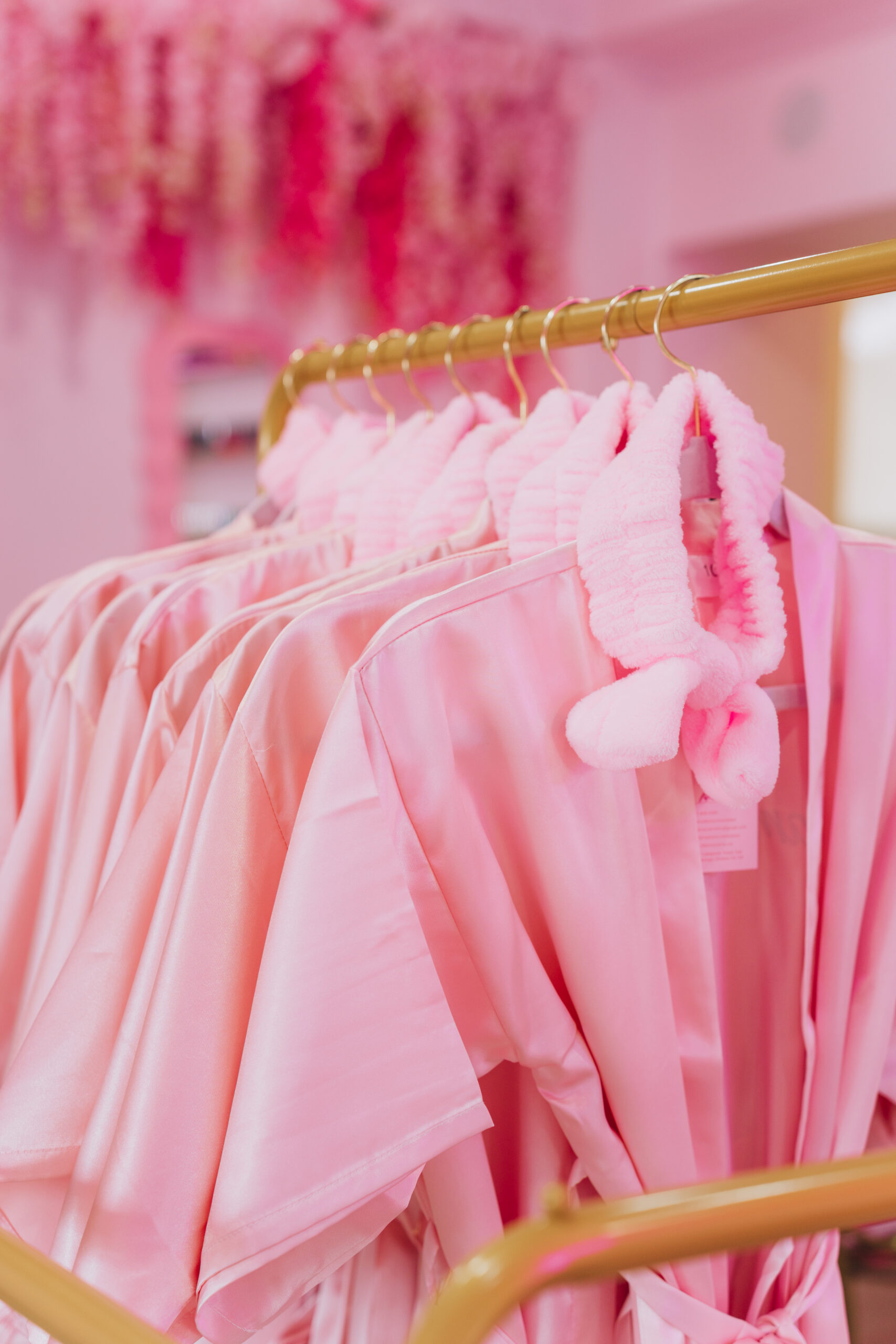 hanging pink garments